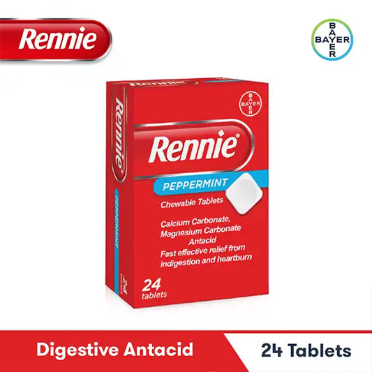 Rennie Peppermint Heartburn Relief Chewable 24 Tablets